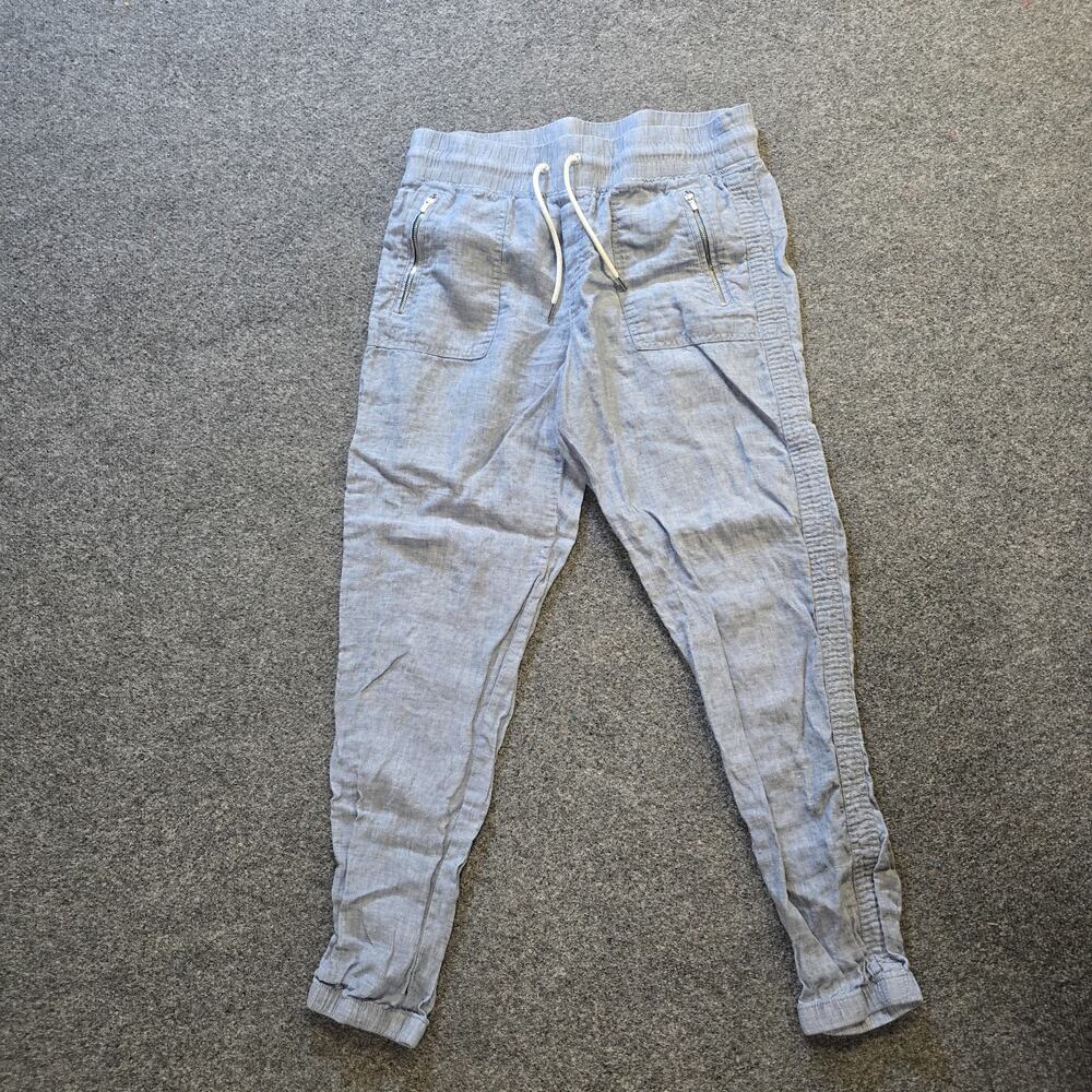 Athleta Pants Womens 10 Tall Blue Cabo Linen Joggers Pull On Minimalist Casual